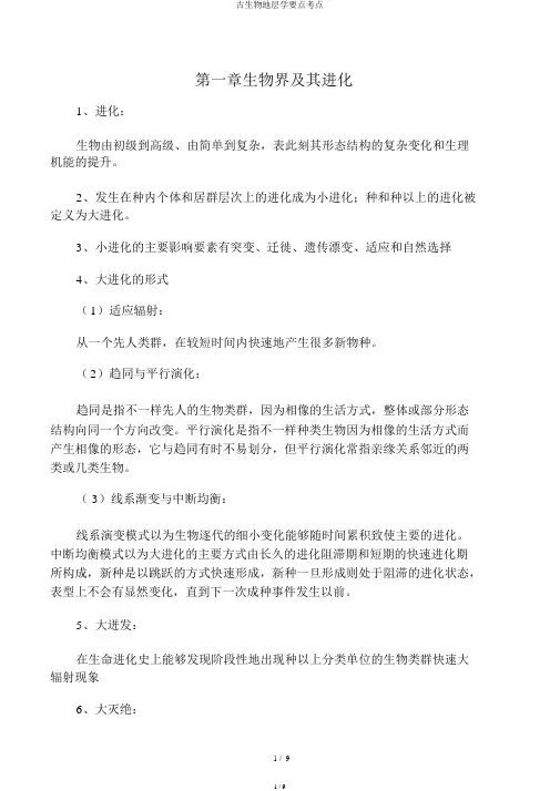 古生物地层学重点考点