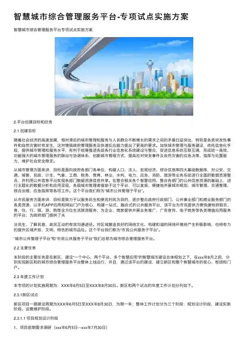 智慧城市综合管理服务平台-专项试点实施方案