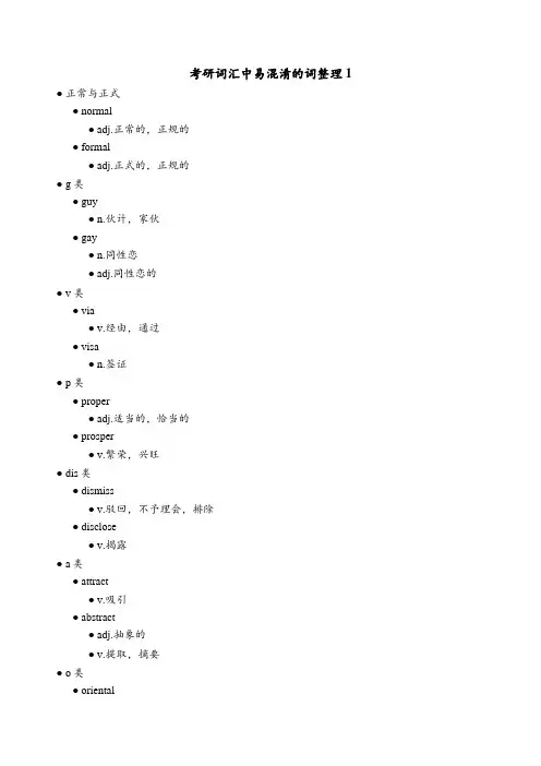考研词汇中易混淆的词整理1