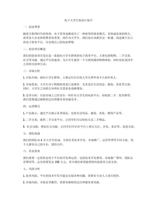 电子大学生创业计划书