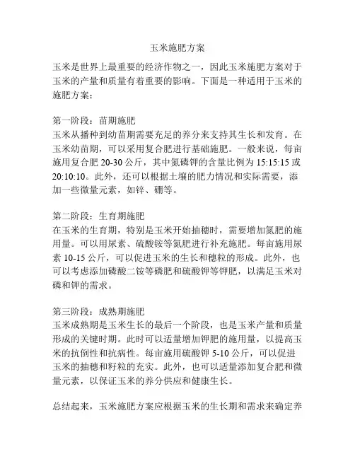 玉米施肥方案