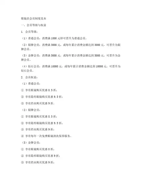 眼镜店会员制度范本