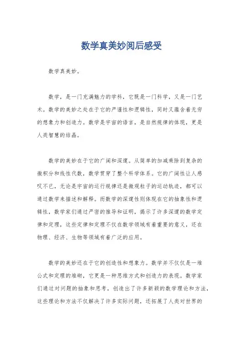 数学真美妙阅后感受