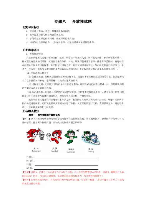 专题8-中考开放性试题
