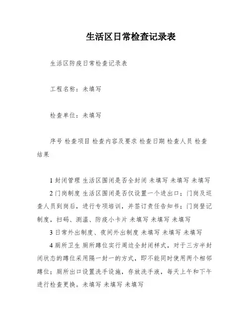 生活区日常检查记录表
