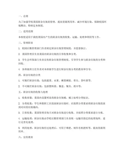 学校菜园厨余垃圾管理制度