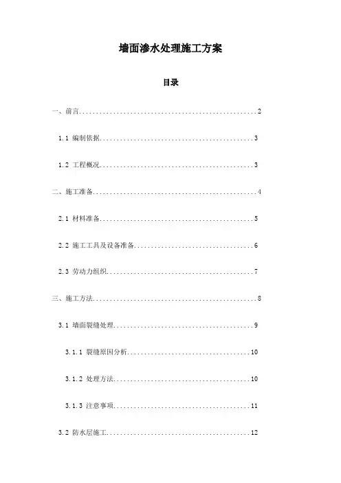 墙面渗水处理施工方案