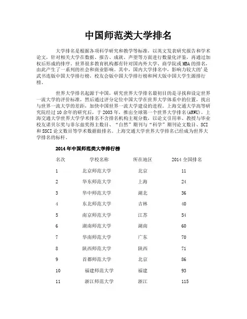 中国师范类大学排名-1