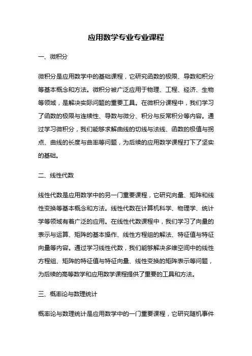 应用数学专业专业课程
