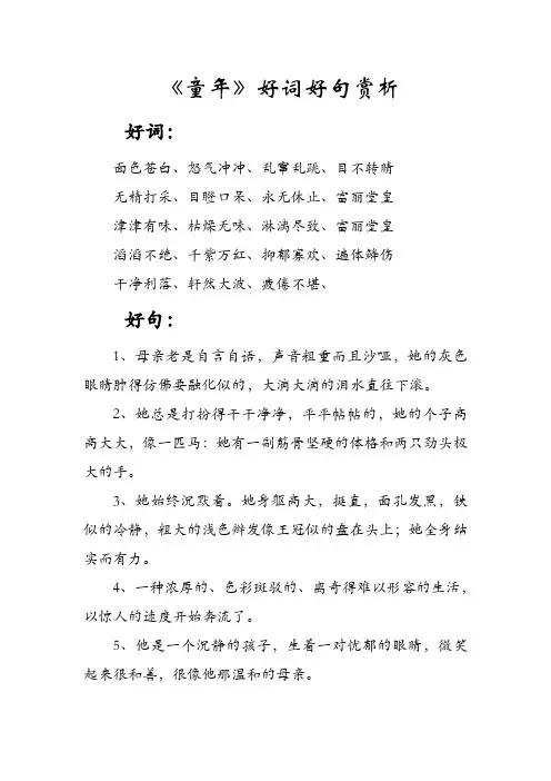 《童年》好词好句赏析