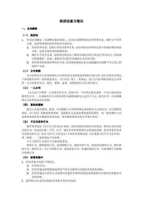 经济法-名词解释、简答、重点