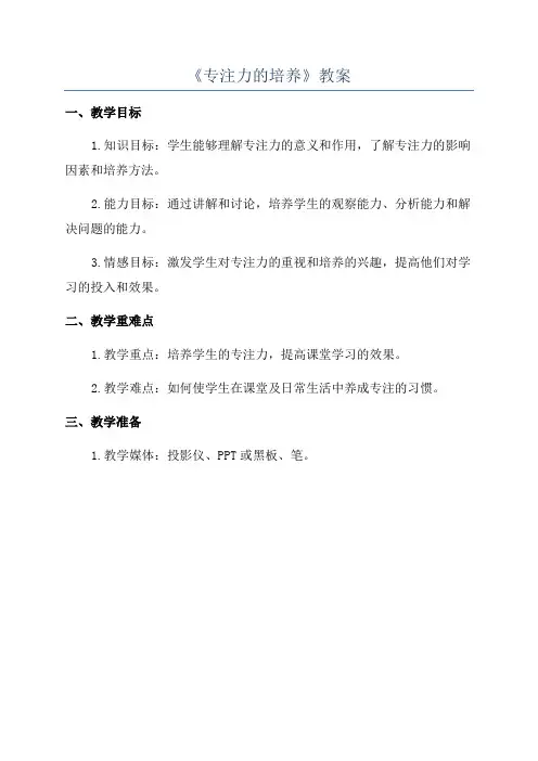 《专注力的培养》教案