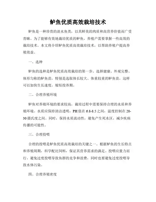 鲈鱼优质高效栽培技术