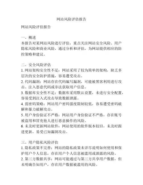 网站风险评估报告