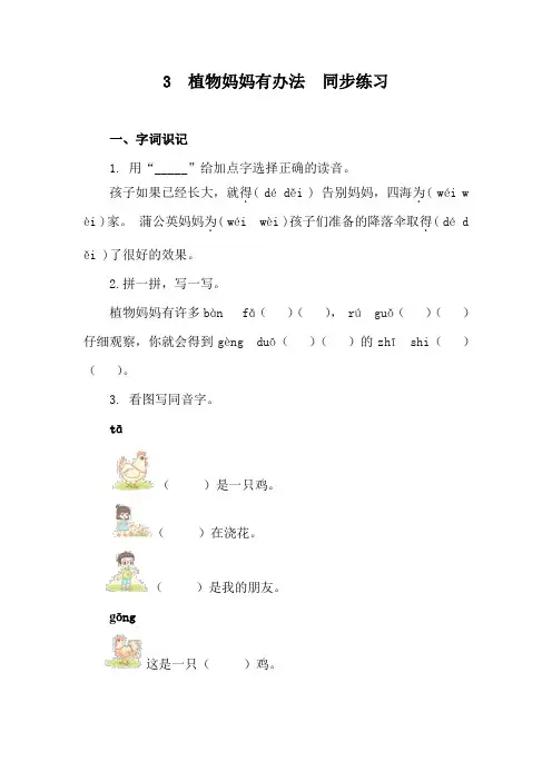 3  植物妈妈有办法  同步练习(含答案)
