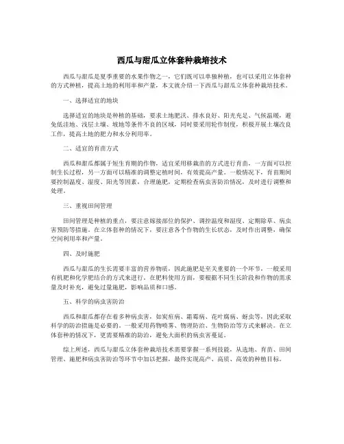 西瓜与甜瓜立体套种栽培技术
