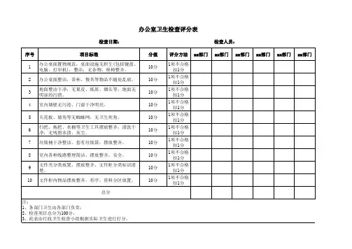 办公室卫生检查评分表