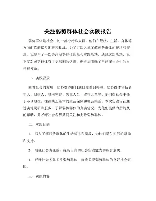 关注弱势群体社会实践报告