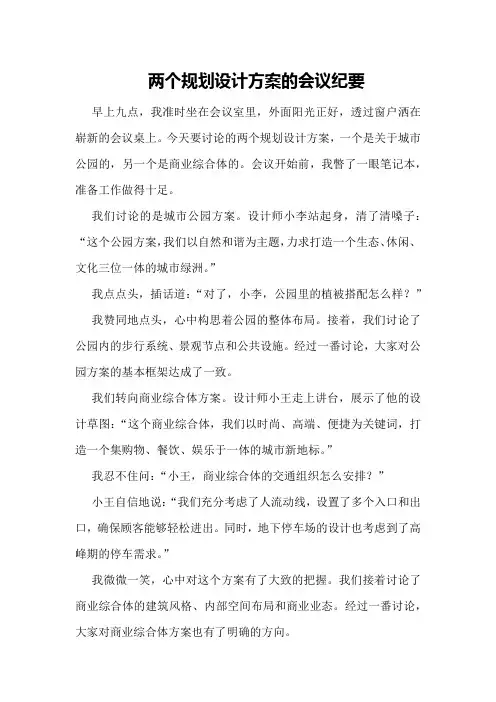 两个规划设计方案的会议纪要