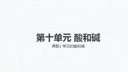 人教版九年级下册化学 第十单元 酸和碱 常见的酸和碱