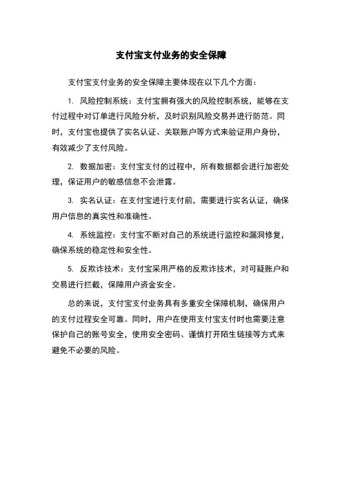 支付宝支付业务的安全保障