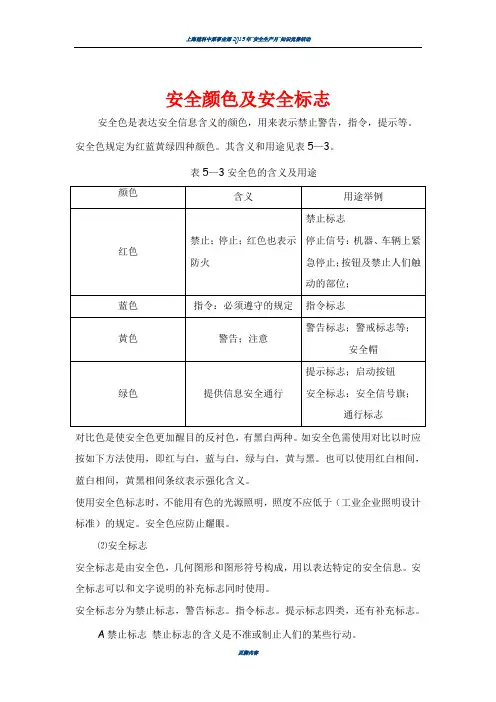 安全颜色及安全标志