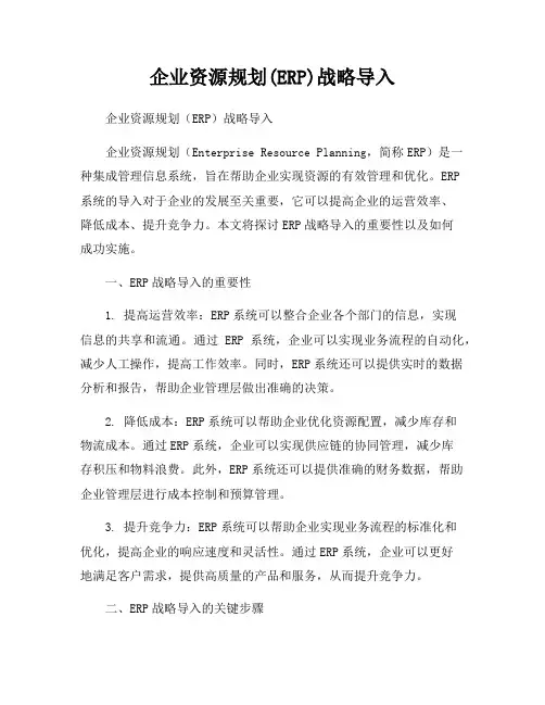 企业资源规划(ERP)战略导入