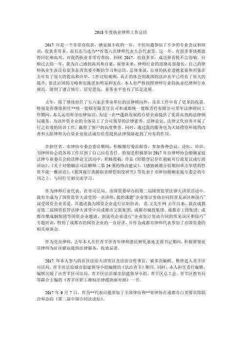 2018年度执业律师工作总结.doc