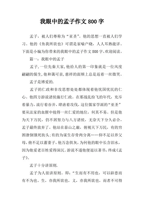 我眼中的孟子作文800字