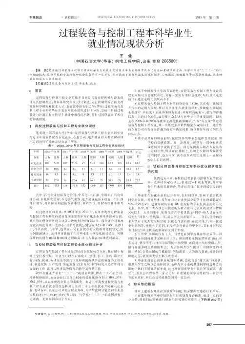 过程装备与控制工程本科毕业生就业情况现状