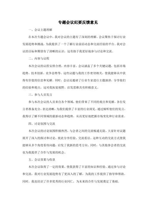 专题会议纪要反馈意见