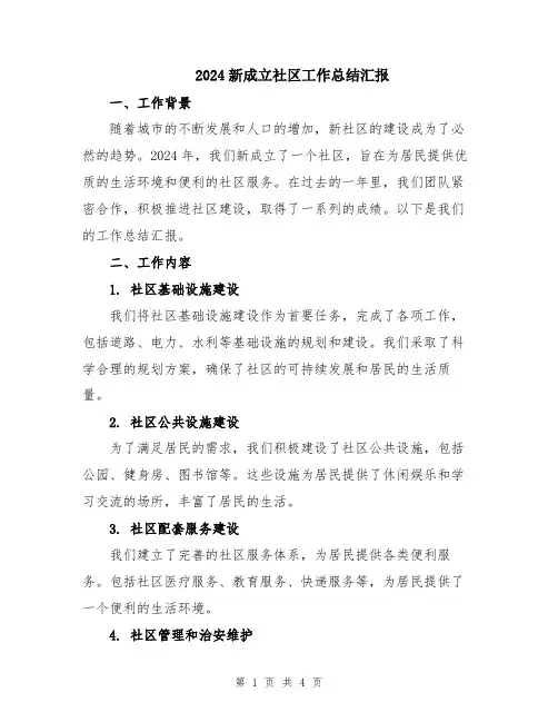 2024新成立社区工作总结汇报