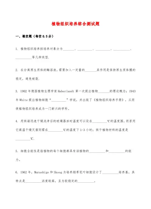 植物组织培养综合复习题