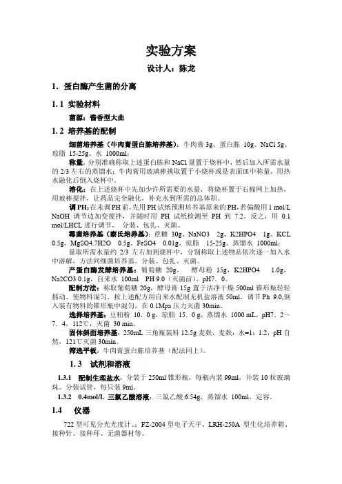 蛋白酶产生菌的分离、鉴定及发酵条件研究