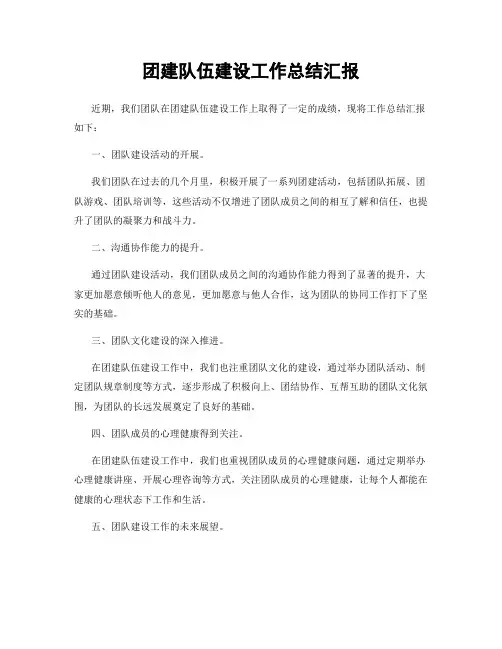 团建队伍建设工作总结汇报