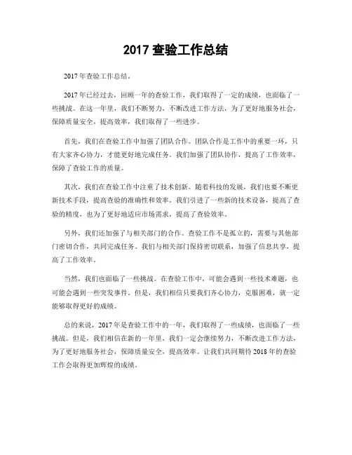 2017查验工作总结