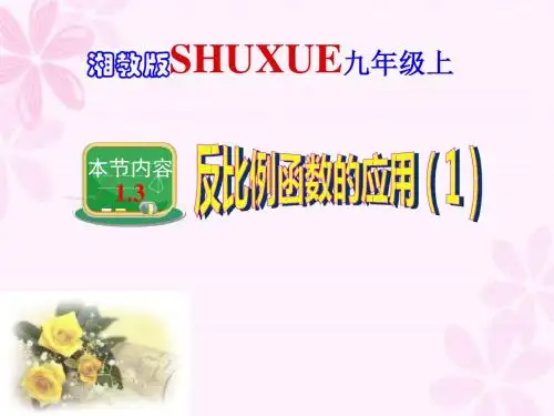 新湘教版九年级上册1.3.1反比例函数的应用(1) (共17张PPT)