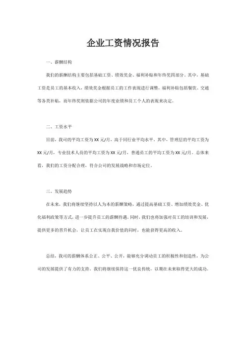 企业工资情况报告