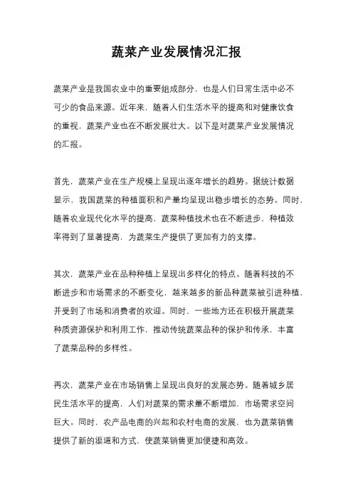 蔬菜产业发展情况汇报