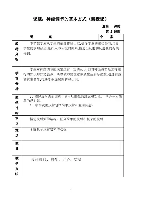 第六章第三节神经调节的基本方式2