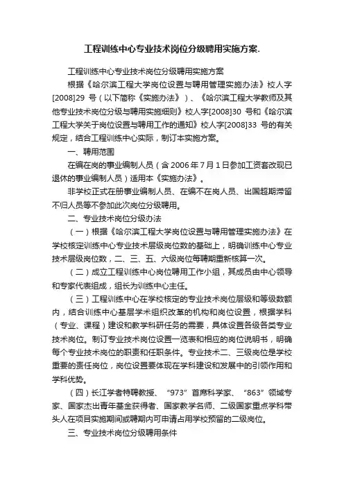 工程训练中心专业技术岗位分级聘用实施方案.