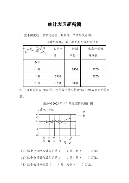 小学数学六年级上册《统计表》习题精编