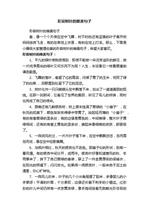 形容树叶的唯美句子