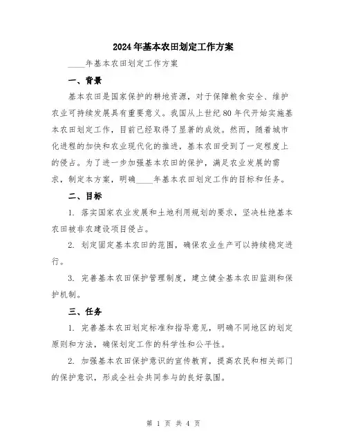 2024年基本农田划定工作方案