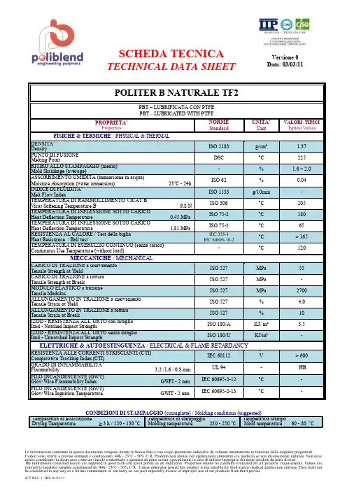 PBT+PTFE耐磨物性