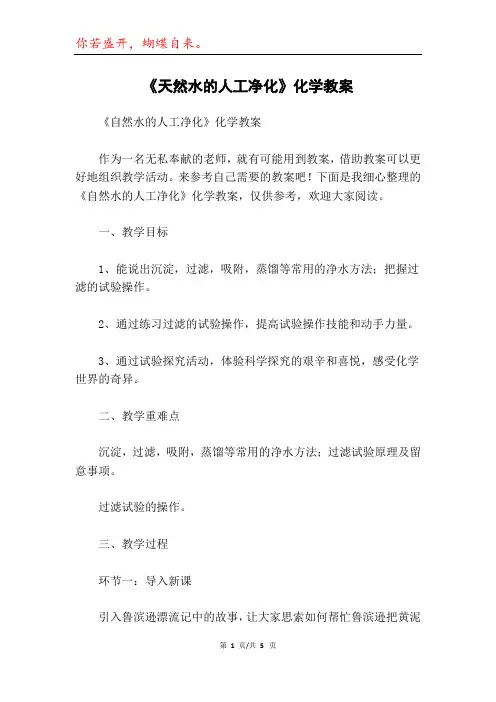 《天然水的人工净化》化学教案