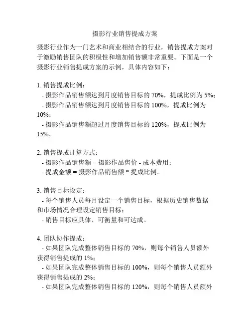 摄影行业销售提成方案