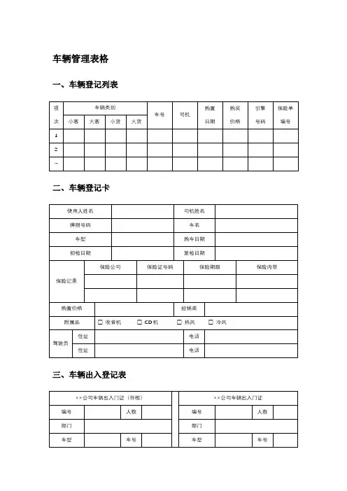 车辆管理表格