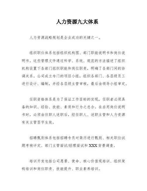 人力资源九大体系