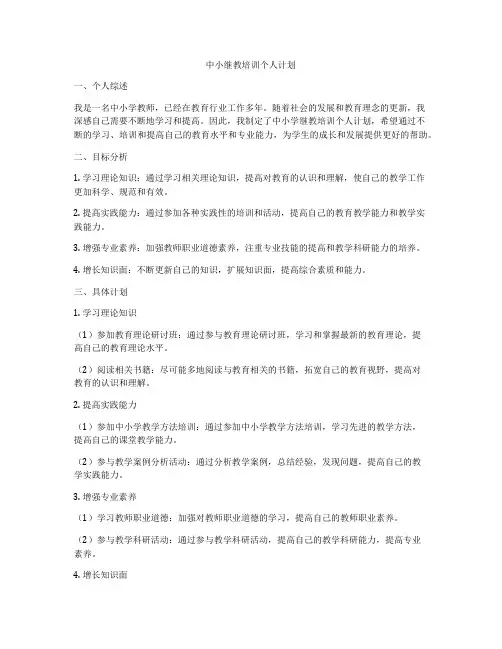 中小继教培训个人计划